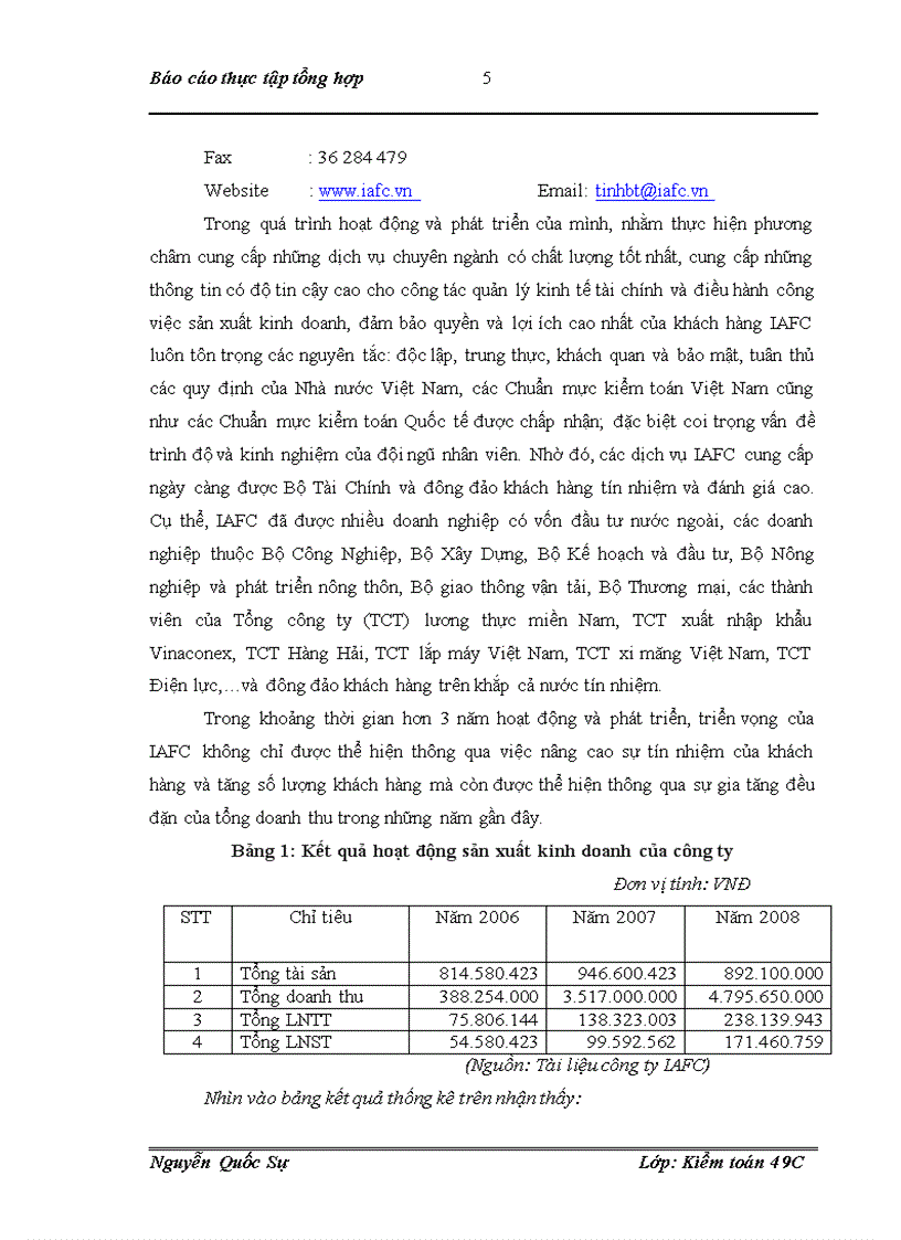 Đặc điểm tổ chức kiểm toán của công ty tnhh tư vấn tài chính kế toán và kiểm toán quốc tế iafc