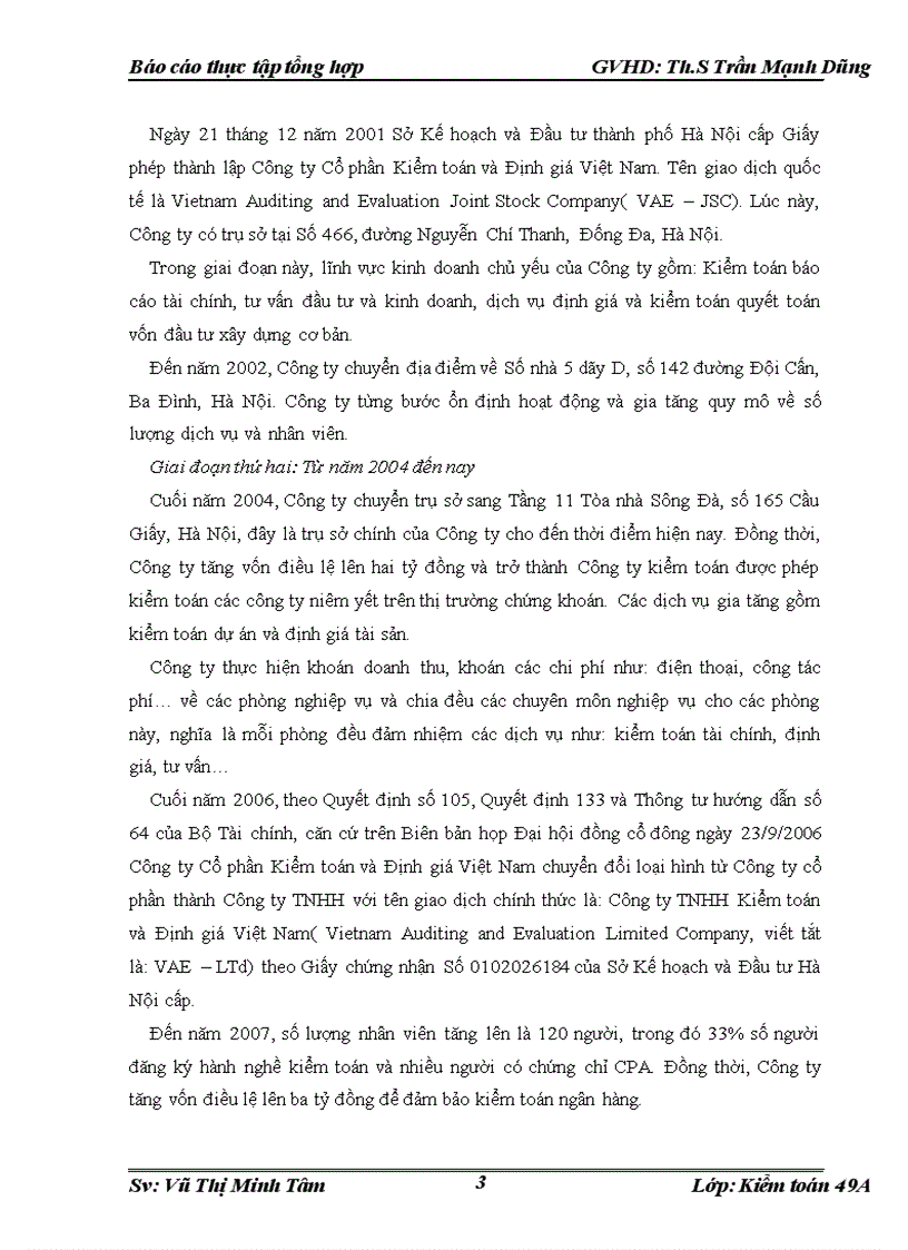 Giải pháp về tổ chức và hoạt động của Công ty TNHH Kiểm toán và Định giá Việt Nam