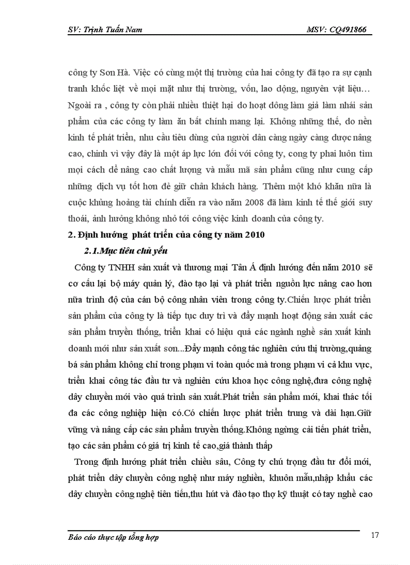 image for page Đánh giá hoạt động kinh doanh của công ty tnhh sản xuất và thương mại tân á và dịnh hướng phát triển của công ty