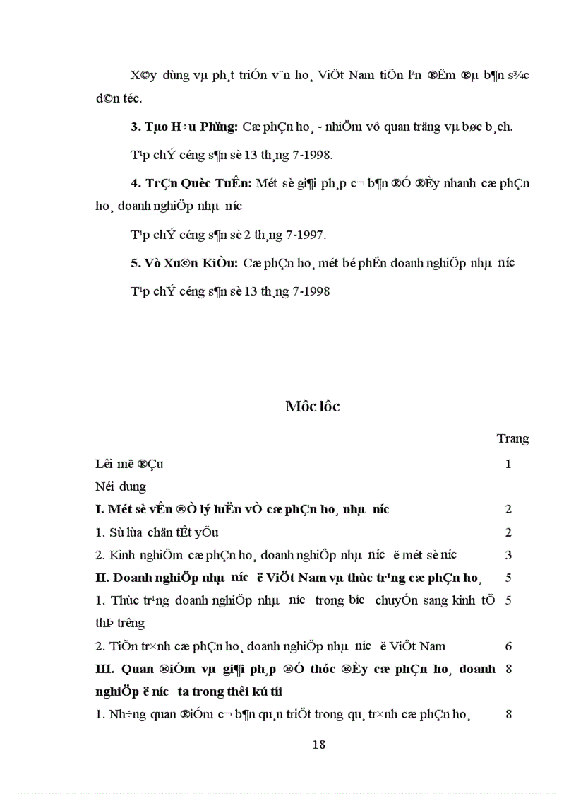 image for page Giải pháp vấn đề cổ phần hoá các doanh nghiệp Nhà nước ở Việt Nam Nội dung I