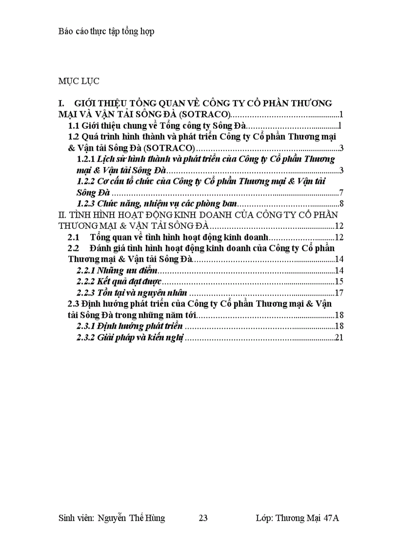 image for page Tình hình hoạt động kinh doanh của công ty cổ phần thương mại & vận tải sông đà.