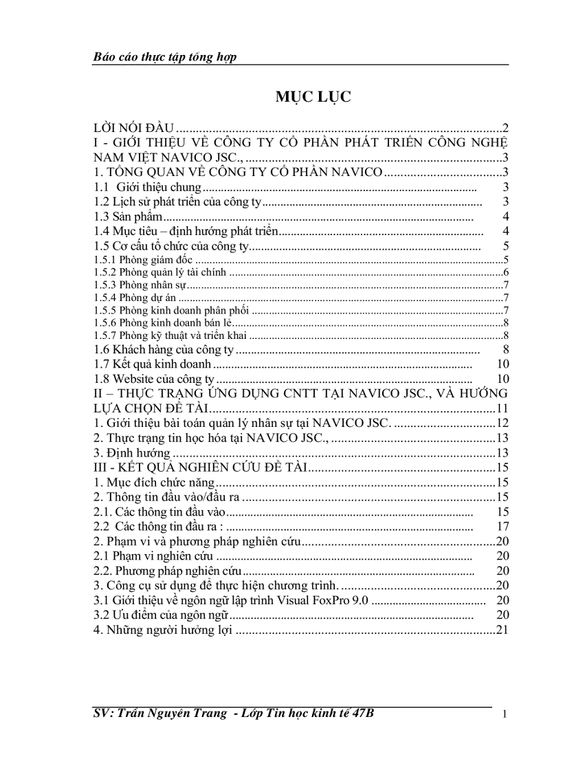 image for page Phân tích, thiết kế phần mềm Quản lý nhân sự tại công ty Cổ phần phát triển công nghệ Nam Việt (NAVICO JSC)