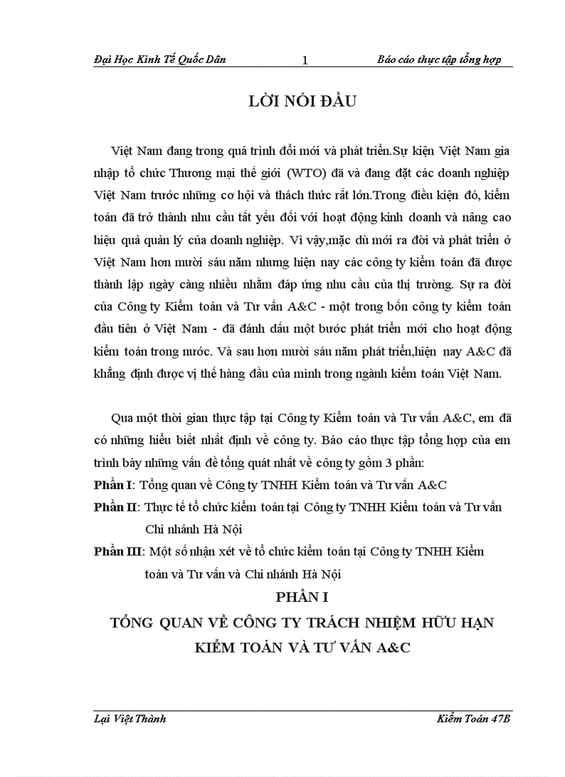 image for page Một số nhận xét về tổ chức kiểm toán tại Công ty TNHH Kiểm toán và Tư vấn và Chi nhánh Hà Nội