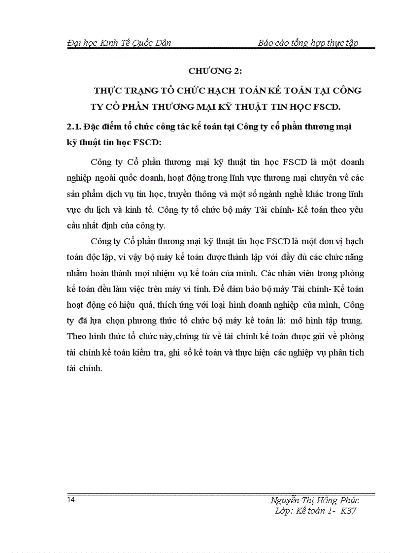 image for page Thực trạng tổ chức hạch toán kế toán tại công ty cổ phần thương mại kỹ thuật tin học FSCD