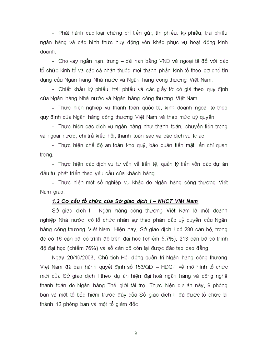 image for page Thực trạng và tình hình hoạt động của sở giao dịch i - ngân hang công thương Việt Nam