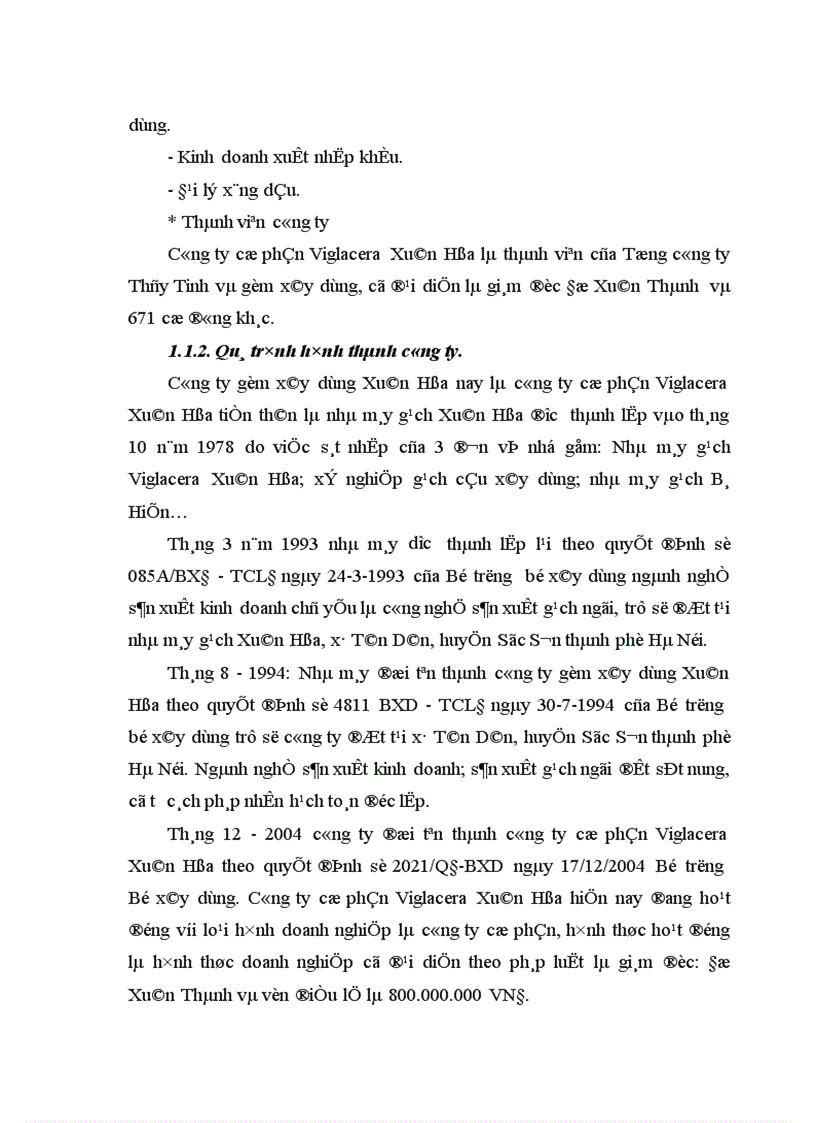 image for page Chức năng, nhiệm vụ và hệ thống tổ chức của công ty cổ phần Viglacera Xuân Hòa