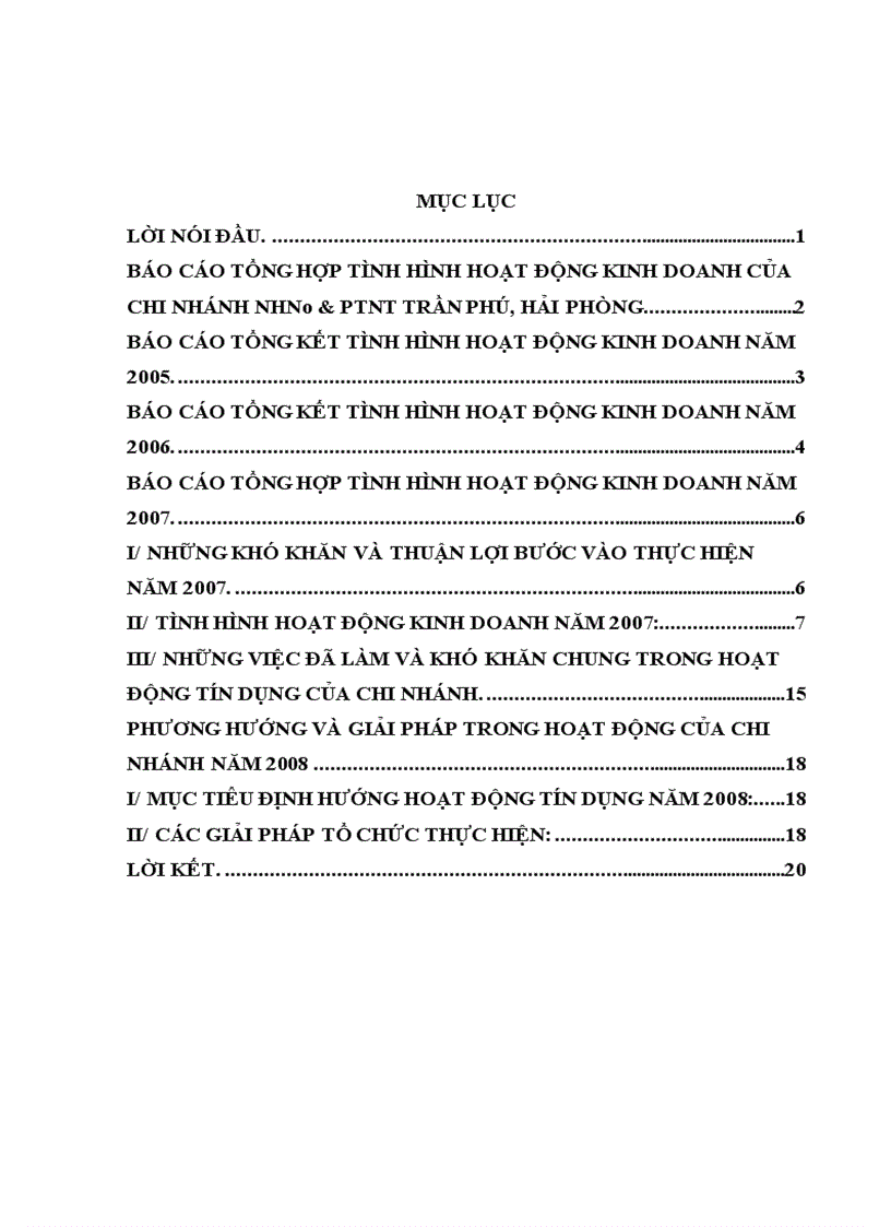 image for page Báo cáo tổng hợp tình hình hoạt động kinh doanh của chi nhánh NHNo & PTNT Trần Phú, Hải Phòng.