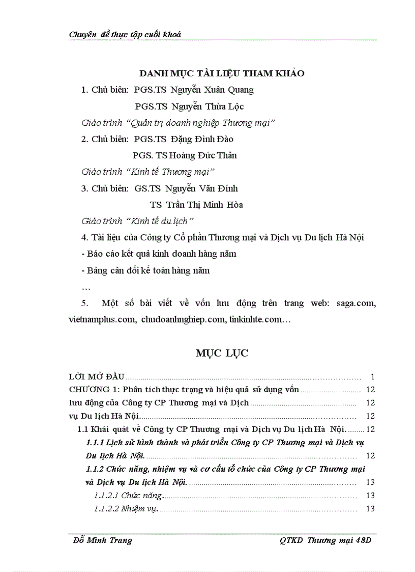 image for page Một số giải pháp nhằm nâng cao hiệu quả sử dụng vốn lưu động của công ty cổ phần Thương mại và Dịch vụ Du lịch Hà Nội.
