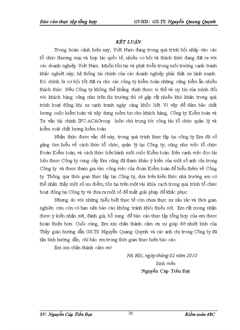 image for page Đặc điểm tổ chức kiểm toán của Công ty Kiểm toán và Tư vấn tài chính IFC-ACA Group