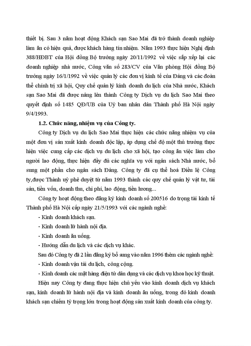 image for page Báo cáo thực tập tổng hợp tại Công ty Dịch vụ du lịch Sao Mai.