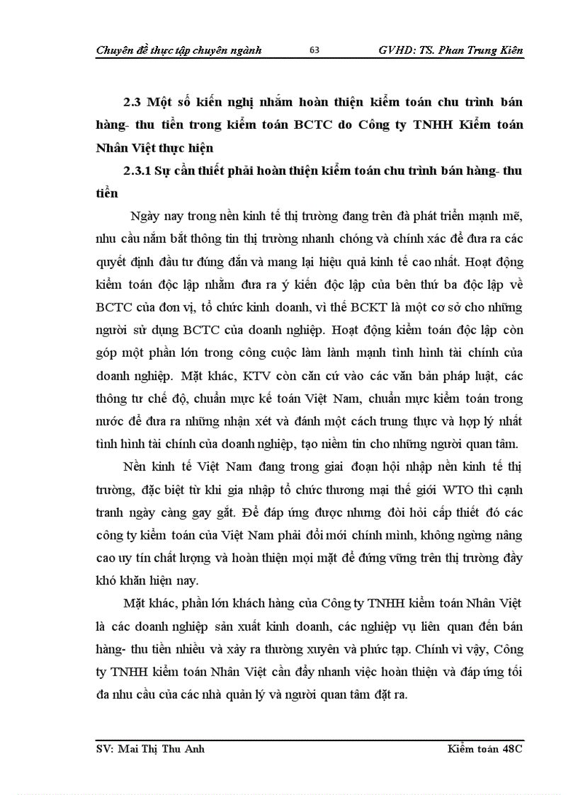 image for page Kiểm toán chu trình bán hàng - thu tiền do Công ty TNHH Kiểm toán Nhân Việt thực hiện