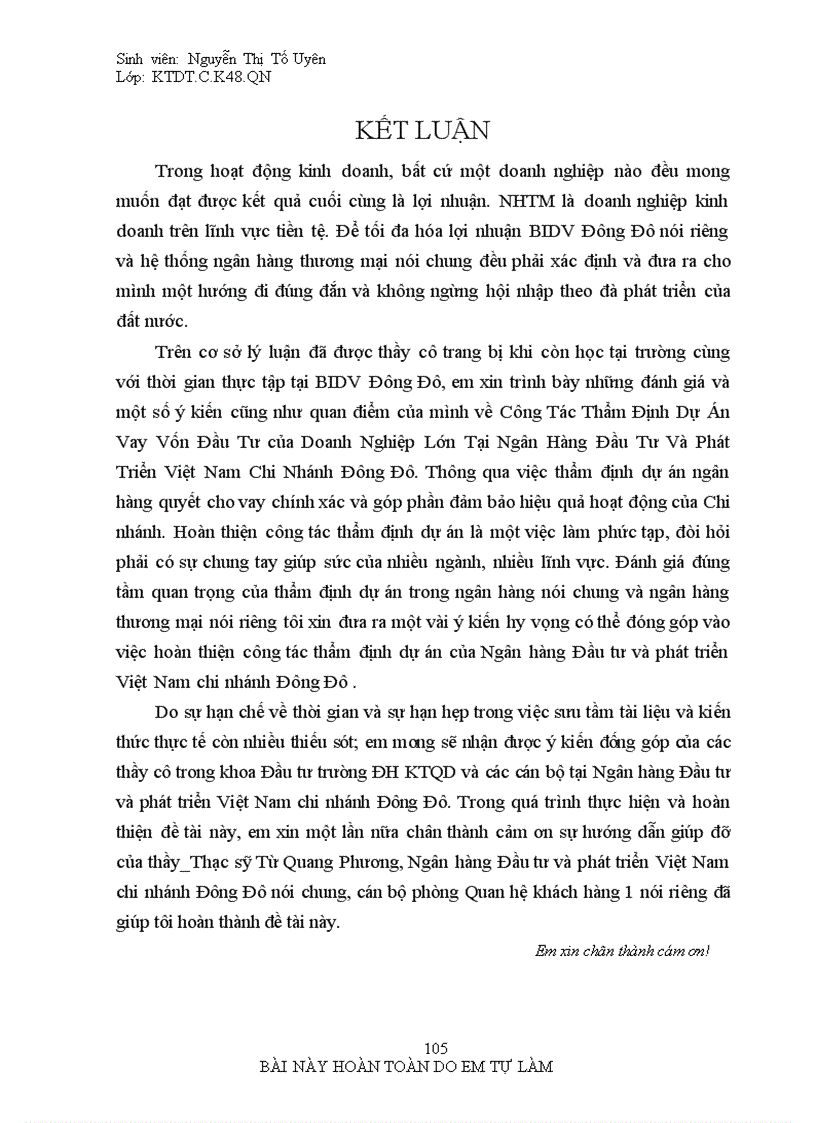 image for page Giải pháp nâng cao chất lượng thẩm định dự án đầu tư vào doanh nghiệp lớn tại chi nhánh BIDV ĐÔNG ĐÔ