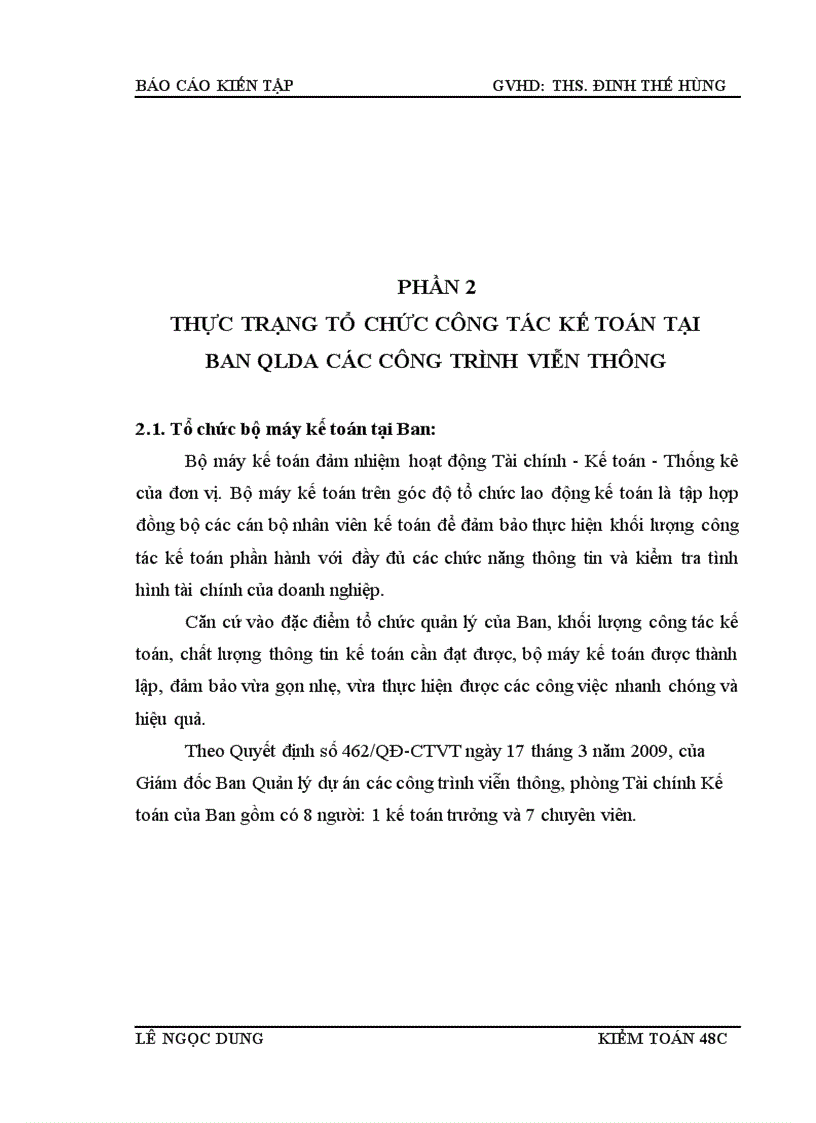 image for page Thực trạng tổ chức công tác kế toán tại Ban Quản lý dự án các công trình viễn thông.