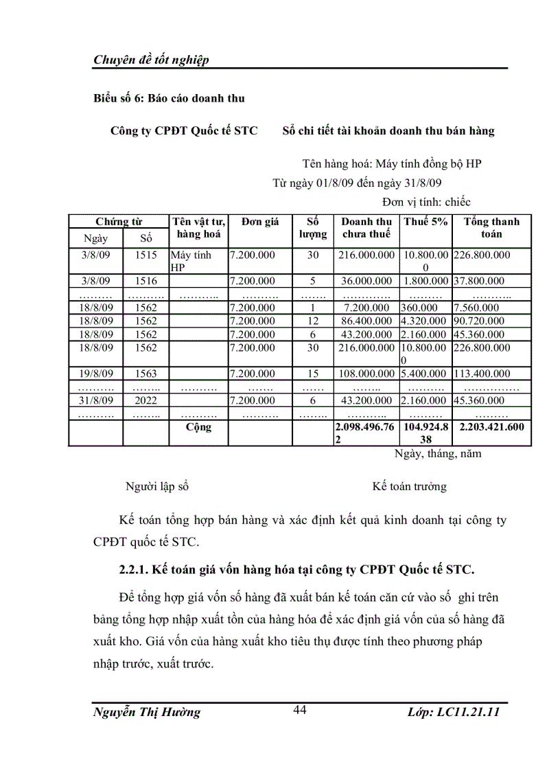 image for page Tổ chức công tác kế toán bán hàng và xác định kết quả kinh doanh tại công ty cổ phần đầu tư quốc tế STC
