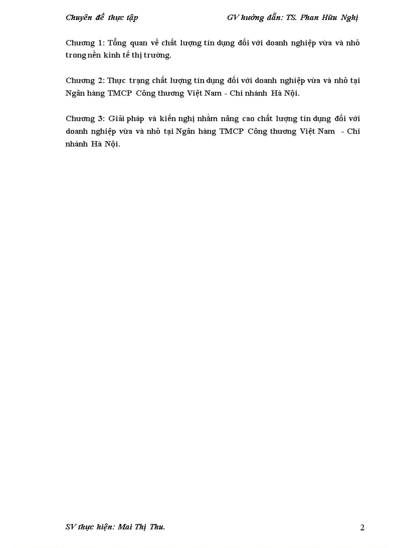 image for page Nâng cao chất lượng tín dụng đối với doanh nghiệp vừa và nhỏ tại Ngân hàng Thương mại Cổ phần Công thương Việt Nam - Chi nhánh Hà Nội.