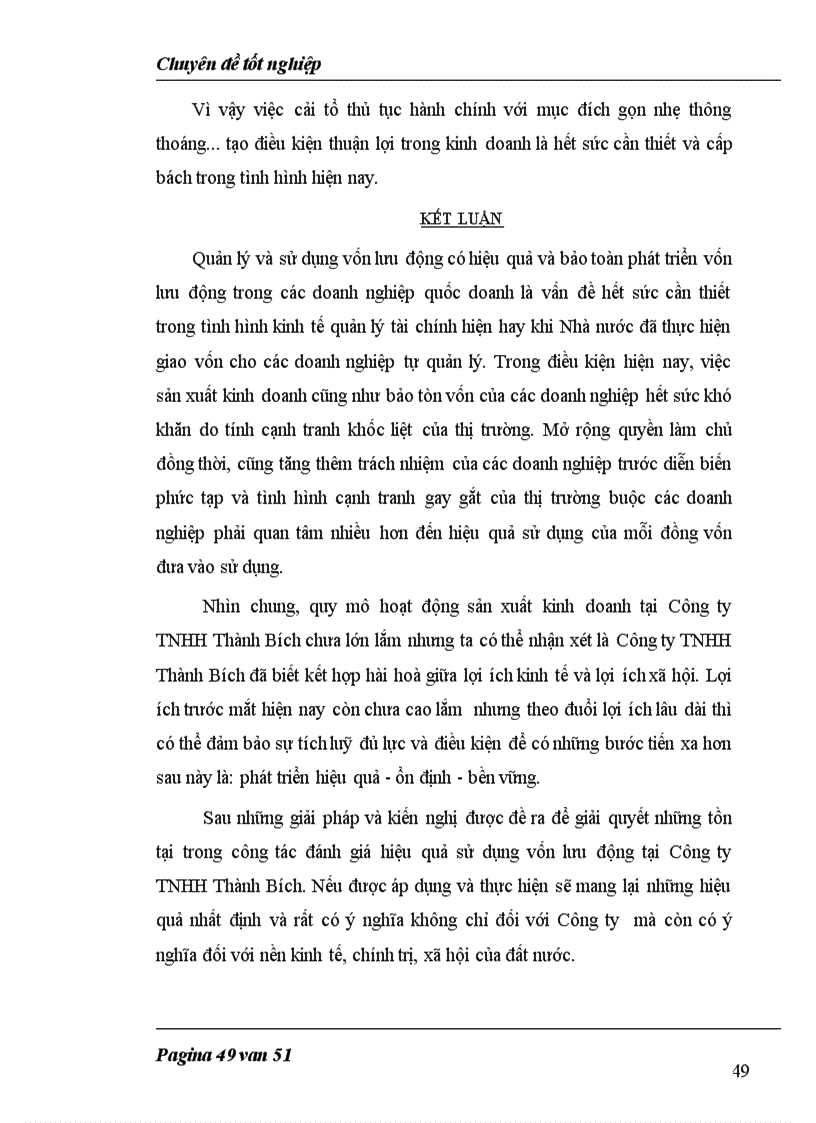 image for page Giải pháp nâng cao hiệu quả sử dụng Vốn lưu động tại Công ty TNHH Thành Bích