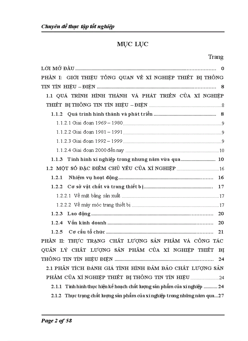 Nâng cao chất lượng sản phẩm của xí nghiệp thiết bị thông tin tín hiệu - điện