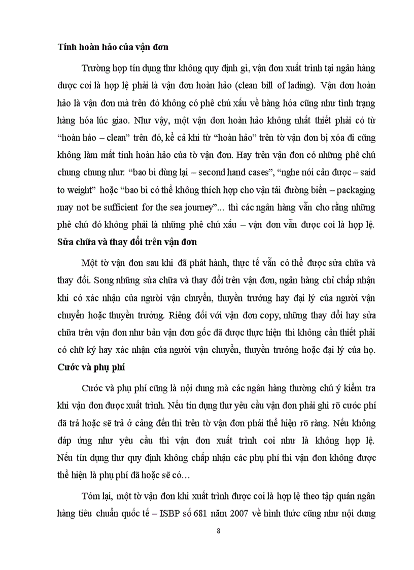 image for page Tiểu luận thanh toán quốc tế: Những B/L nào không đựợc ngân hàng phát hành L/C chấp nhận thanh toán