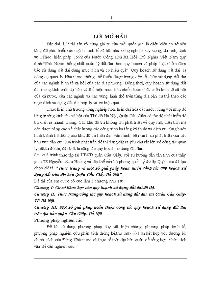 image for page Thực trạng và một số giải pháp hoàn thiện công tác quy hoạch sử dụng đất trên địa bàn Quận Cầu Giấy-Hà Nội