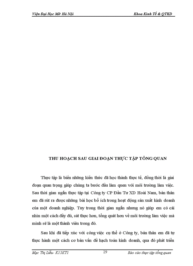 image for page Báo cáo thực tập tại công ty cổ phần đầu tư xây dựng Hoài Nam