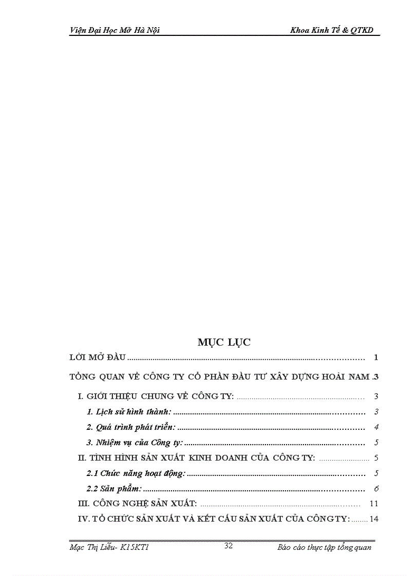 image for page Báo cáo thực tập tại công ty cổ phần đầu tư xây dựng Hoài Nam