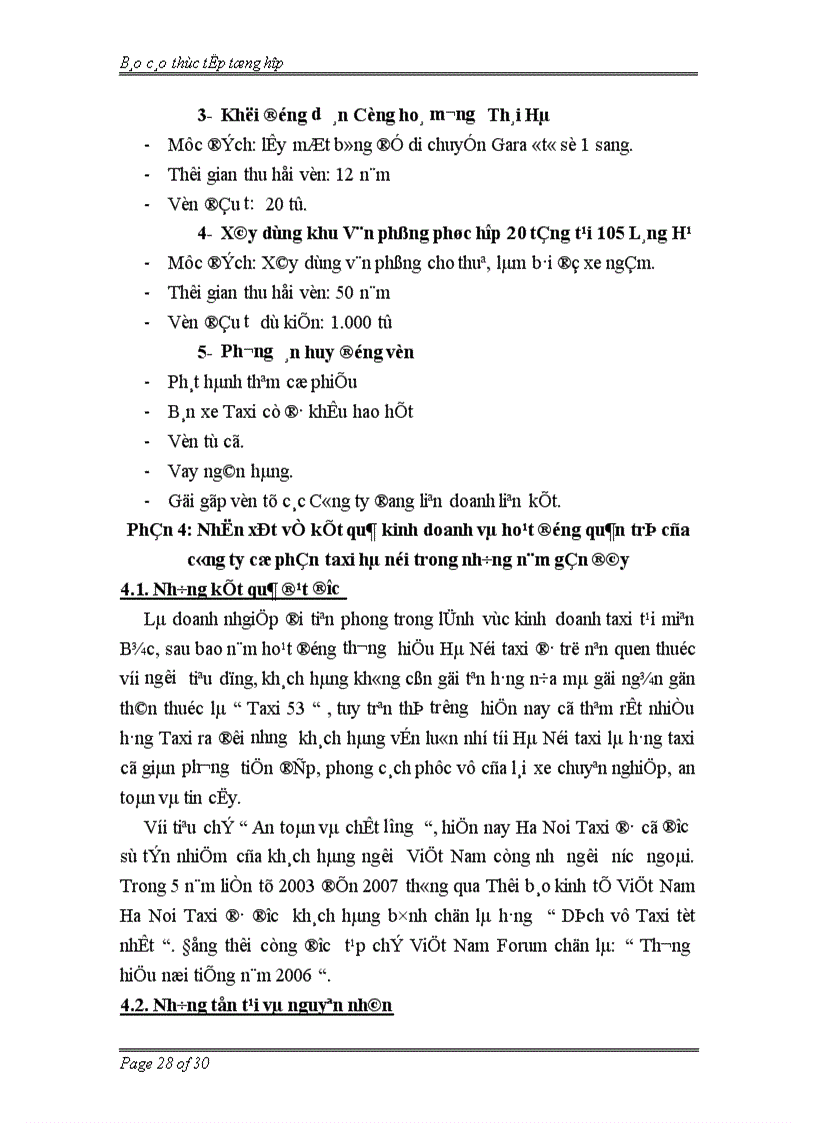 image for page Báo cáo thực tập tổng hợp tại Công ty Cổ phần Taxi Hà Nội