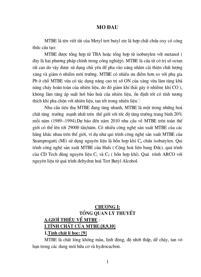 image for page Thiết kế phân xưởng sản xuất MTBE từ isobutan