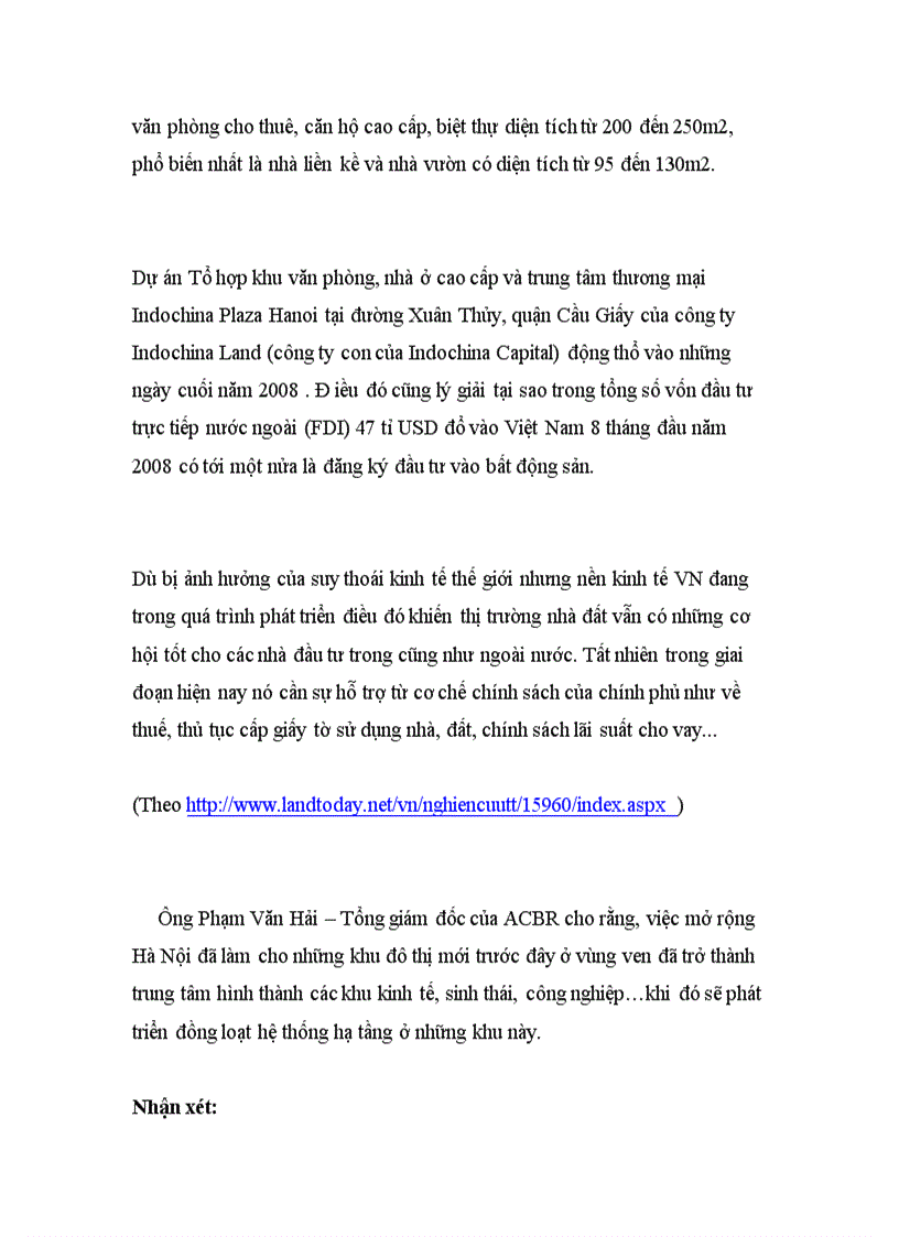 image for page Phân tích các yếu tố ảnh hưởng và dự báo cầu bất động sản Văn phòng, công sở trên địa bàn Hà Nội sau khủng hoảng kinh tế 2008