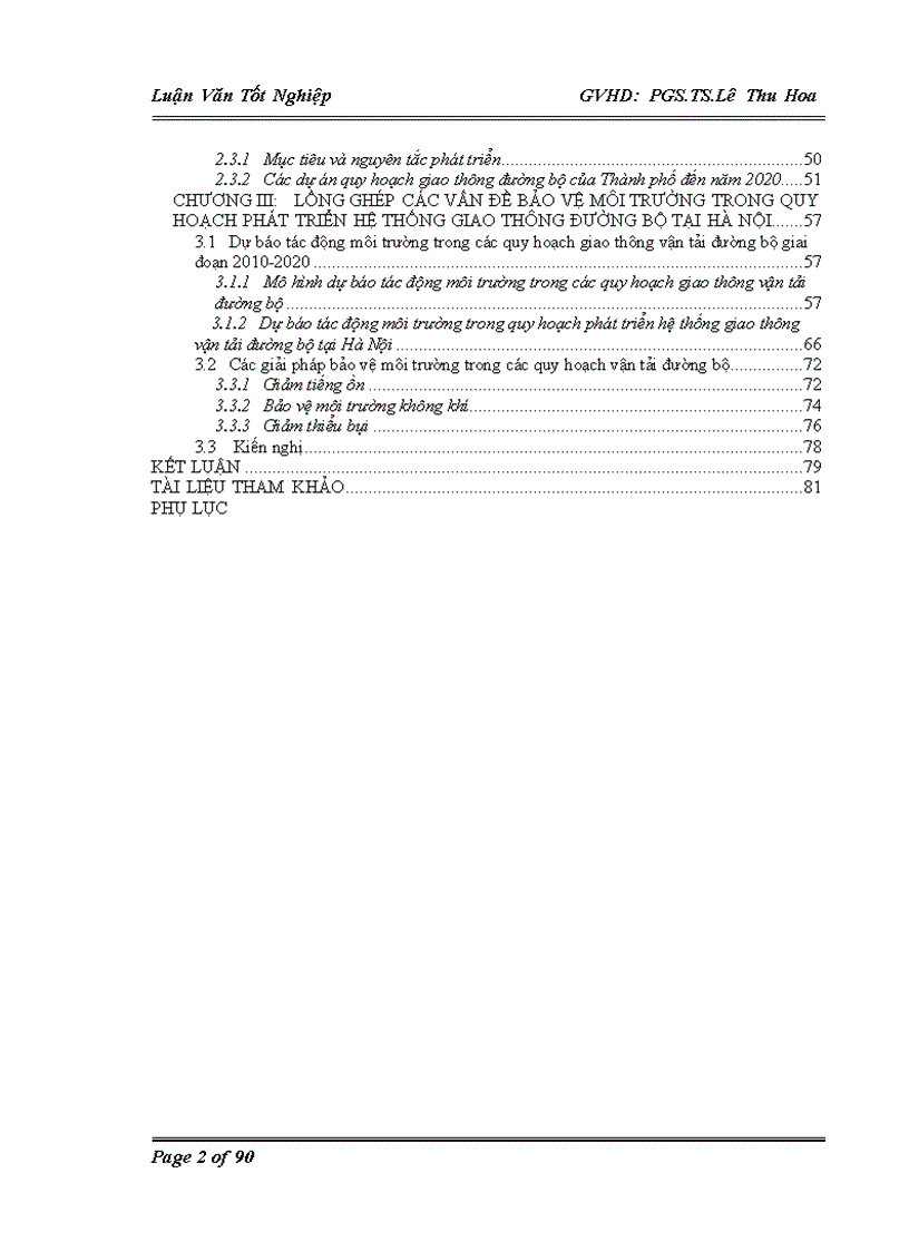 image for page Lồng ghép các vấn đề bảo vệ môi trường trong quy hoạch phát triển hệ thống giao thông đường bộ tại Hà Nội giai đoạn 2010-2020