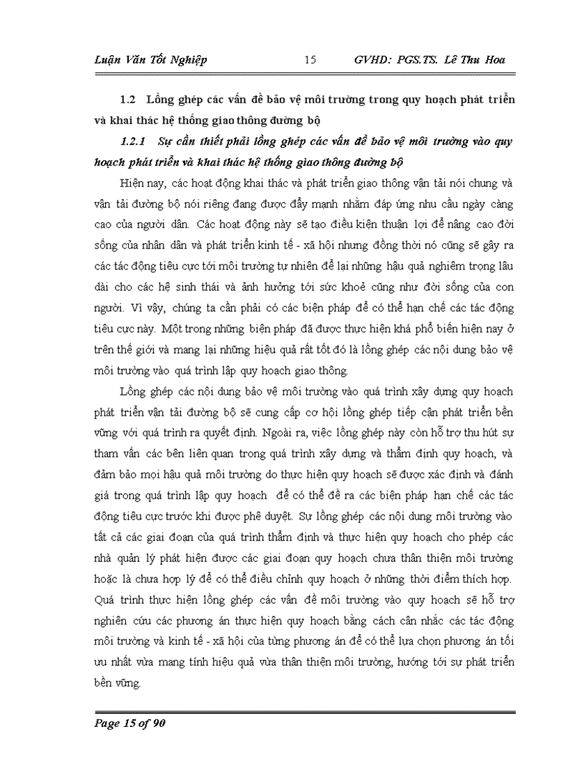 image for page Lồng ghép các vấn đề bảo vệ môi trường trong quy hoạch phát triển hệ thống giao thông đường bộ tại Hà Nội giai đoạn 2010-2020