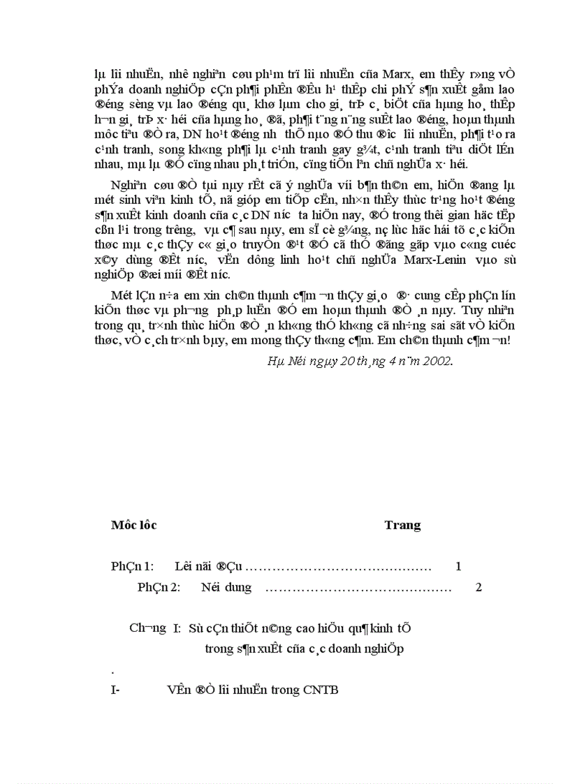 image for page Vấn đề lợi nhuận với việc nâng cao hiệu quả kinh tế trong sản xuất của các doanh nghiệp nước ta hiện nay.