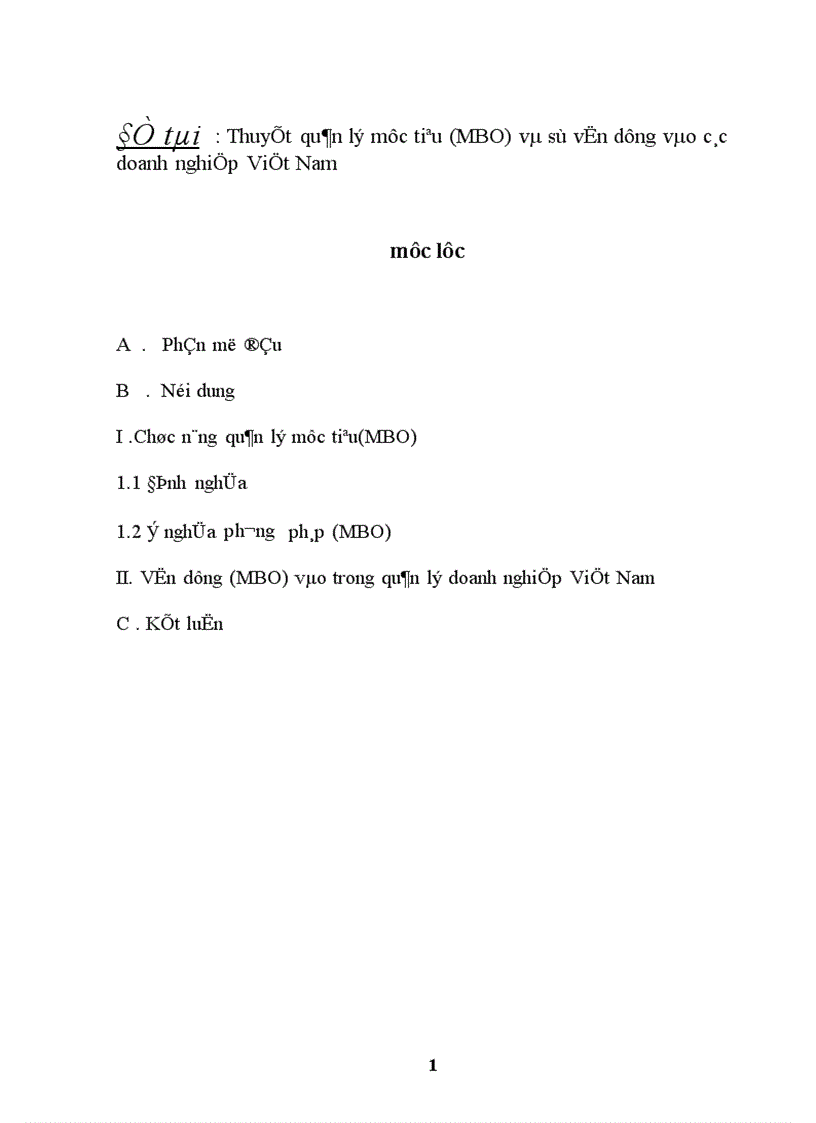 image for page Thuyết quản lý mục tiêu (MBO) và sự vận dụng vào các doanh nghiệp Việt Nam.