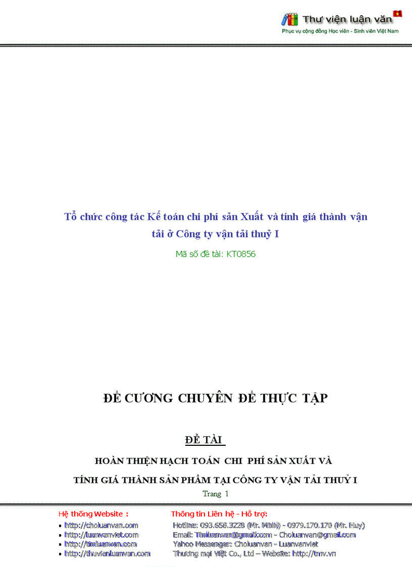 image for page Kt0856 đề cương chuyên đề thực tập đề tài hoàn thiện hạch toán chi phí sản xuất và tính giá thành sản phẩm tại công ty vận tải thuỷ i mục lục