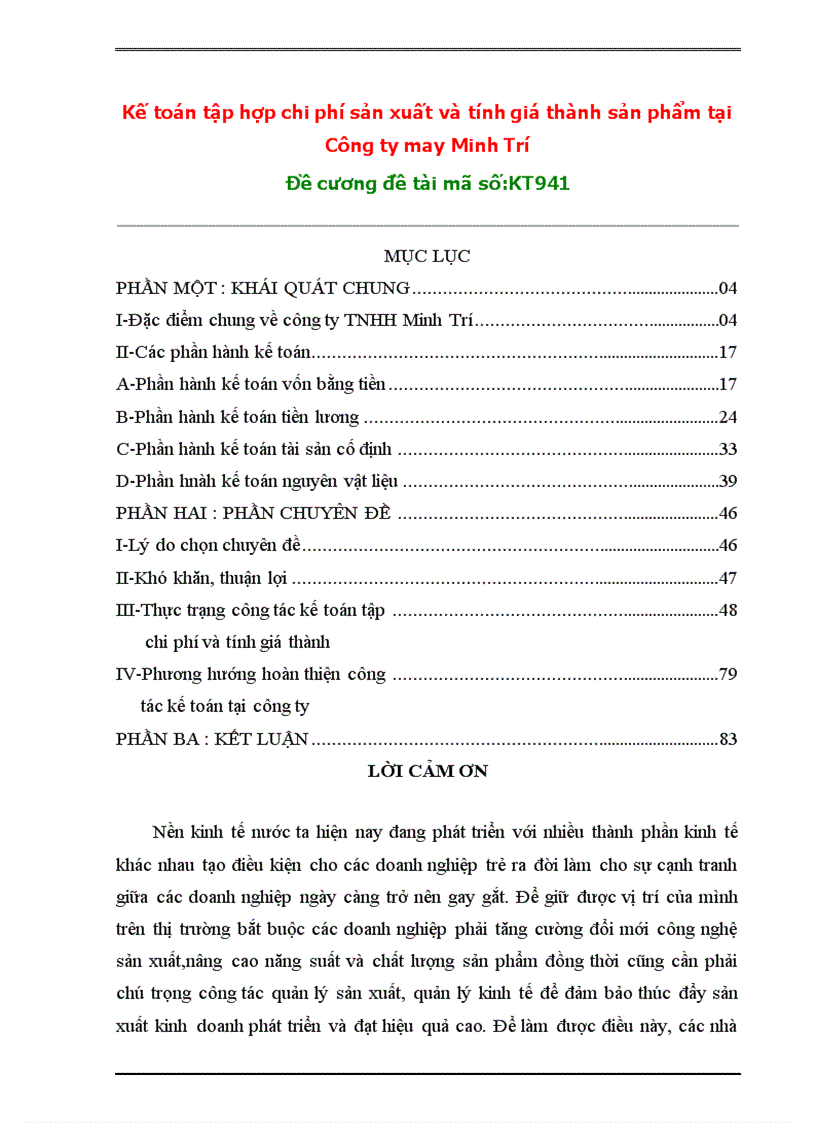image for page Kế toán tập hợp chi phí sản xuất và tính giá thành sản phẩm tại Công ty may Minh Trí