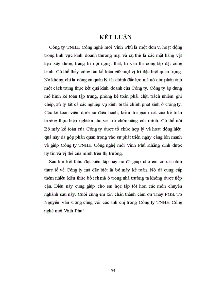 image for page Thực trạng về công tác tổ chức hạch toán kế toán tại Công ty trách nhiệm hữu hạn Công nghệ mới Vinh Phú