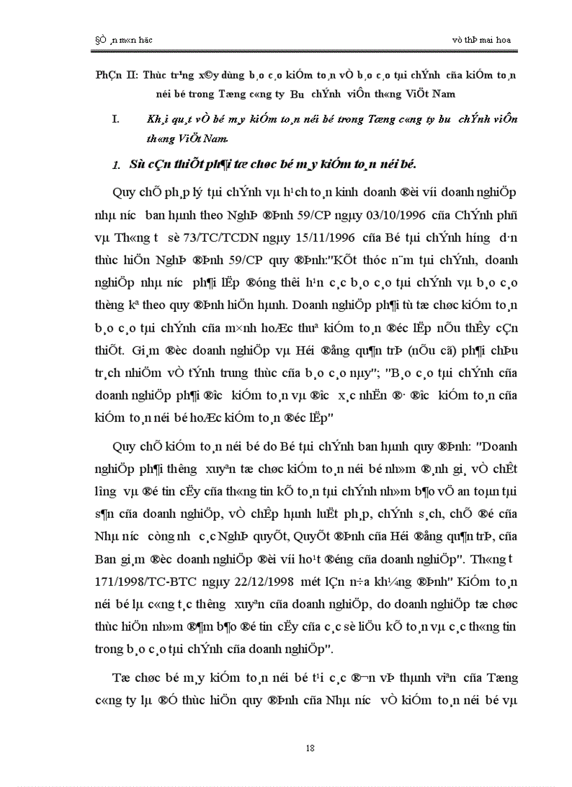 image for page Lập báo cáo kiểm toán của kiểm toán nội bộ trong Tổng công ty bưu chính viễn thông Việt Nam.
