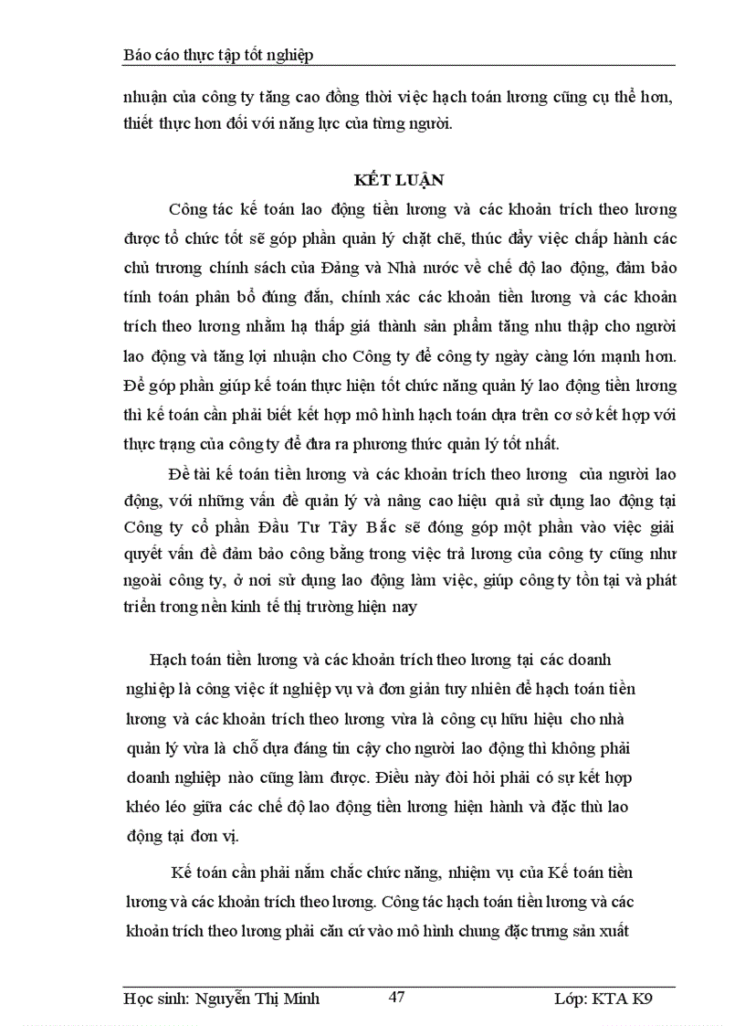 image for page Kế toán tiền lương và các khoản trích theo lương tại Công ty Cổ Phần Đầu Tư Tây Bắc