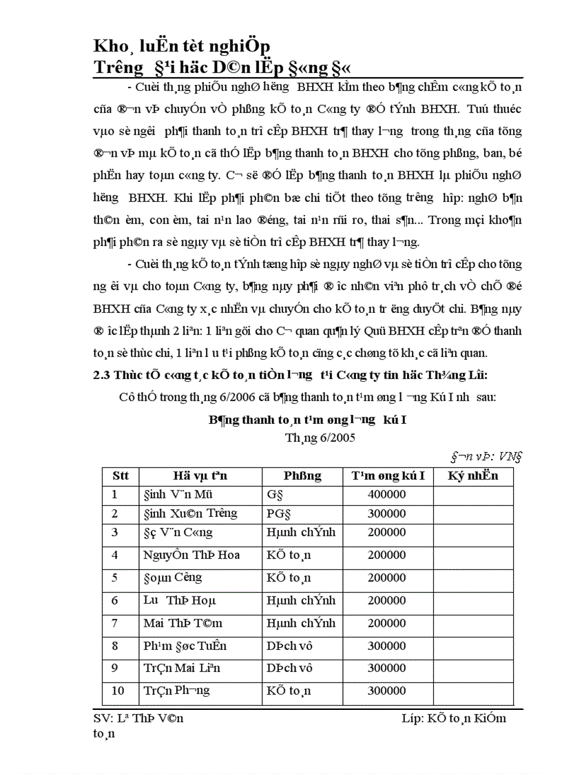 image for page Kế toán tiền lương và các khoản trích theo lương tại Công ty tin học Thắng Lợi