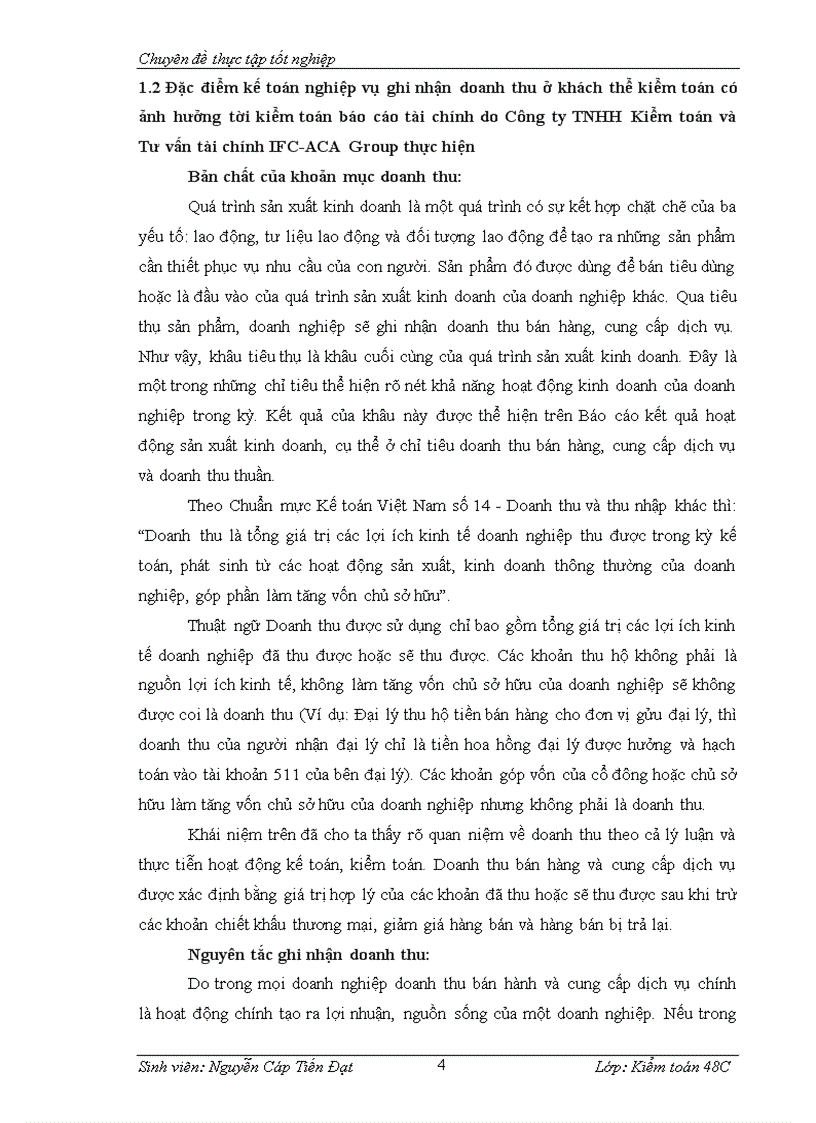image for page Hoàn thiện kiểm toán khoản mục doanh thu trong kiểm toán Báo cáo tài chính do Công ty Kiểm toán và Tư vấn Tài chính IFC-ACA Group thực hiện