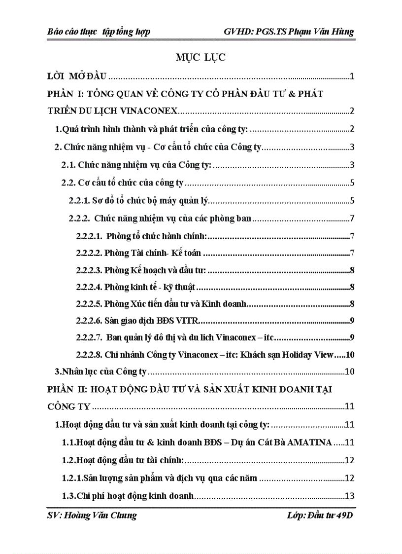 image for page Báo cáo thực tập tại Công ty cổ phần đầu tư và phát triển du lịch Vinaconex-itc