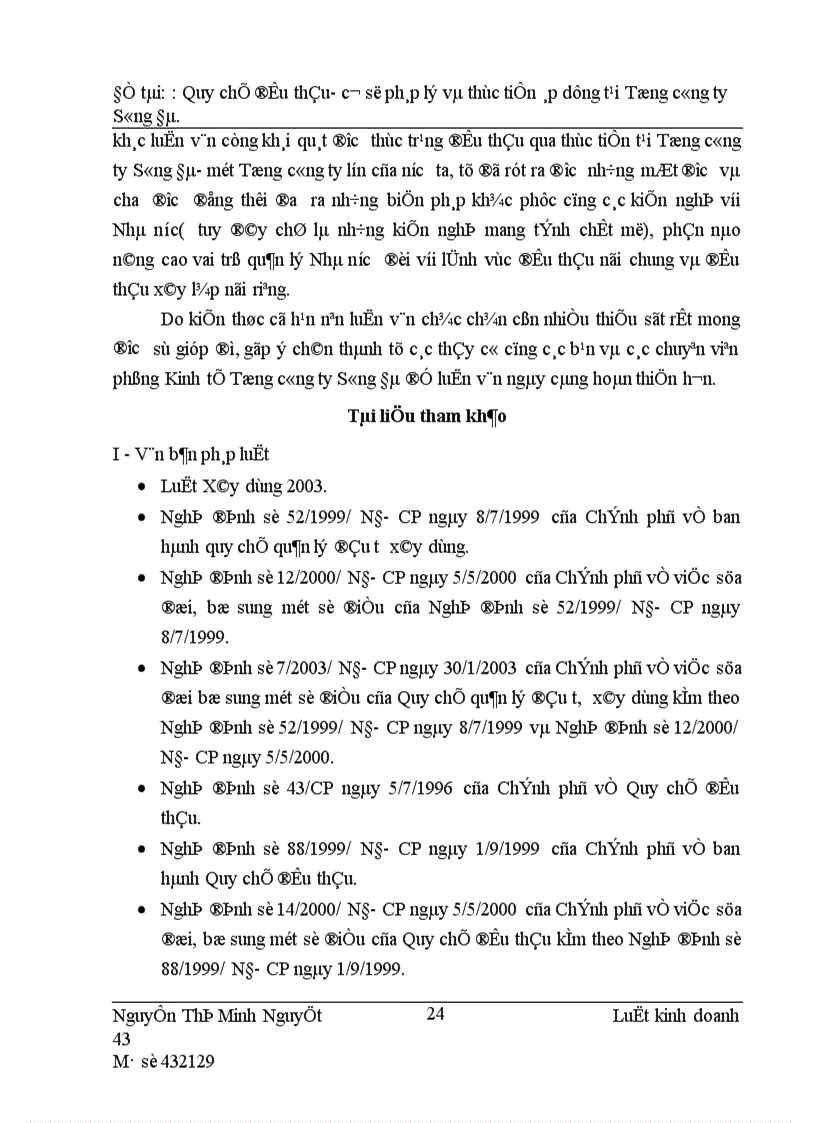 image for page Quy chế đấu thầu- cơ sở pháp lý và thực tiễn áp dụng tại Tổng ng ty Sông Đà.