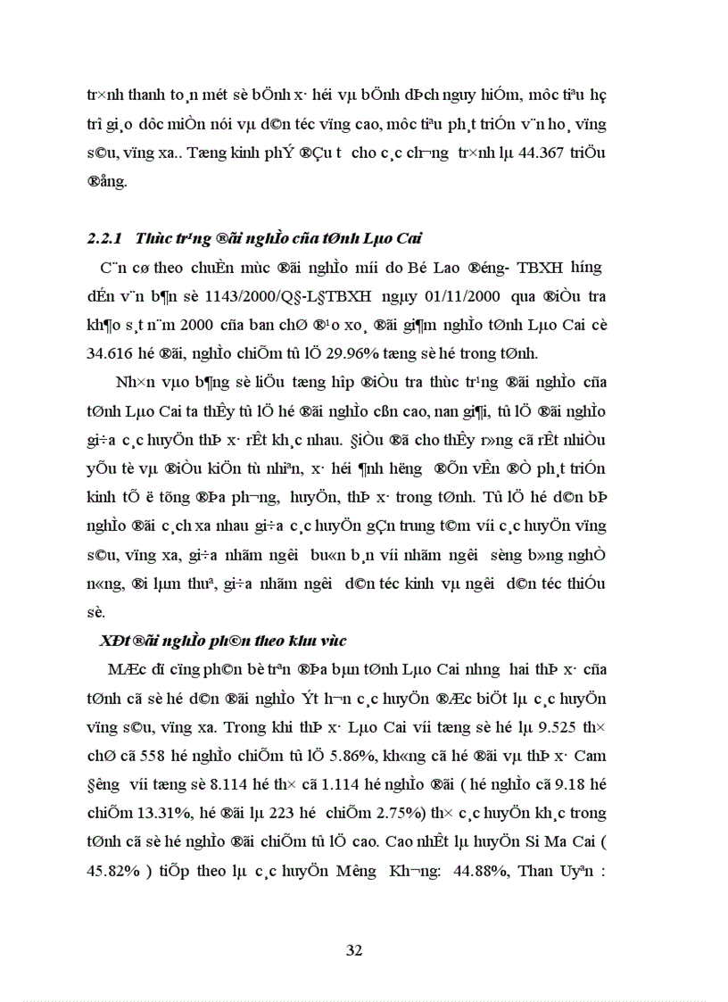 image for page Hỗ trợ vay vốn xoá đói giảm nghèo và hiệu quả vốn vay của các hộ nghèo ở xâ Phong Hải, huyện Bảo Thắng, tỉnh Lào Cai nhằm nêu lên thực trạng nghèo đói và cách khắc phục tình trạng nghèo đói ở đây