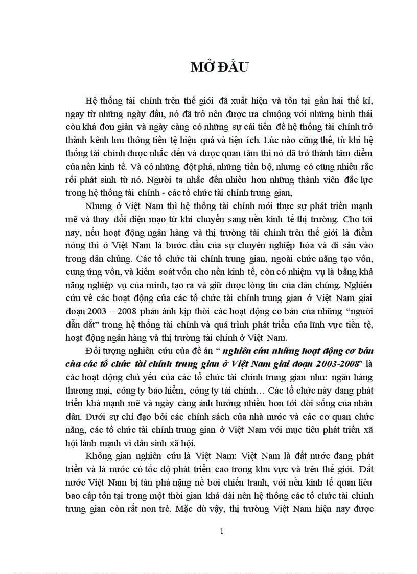 image for page Nghiên cứu những hoạt động cơ bản của các tổ chức tài chính trung gian ở Việt Nam giai đoạn 2003-2008