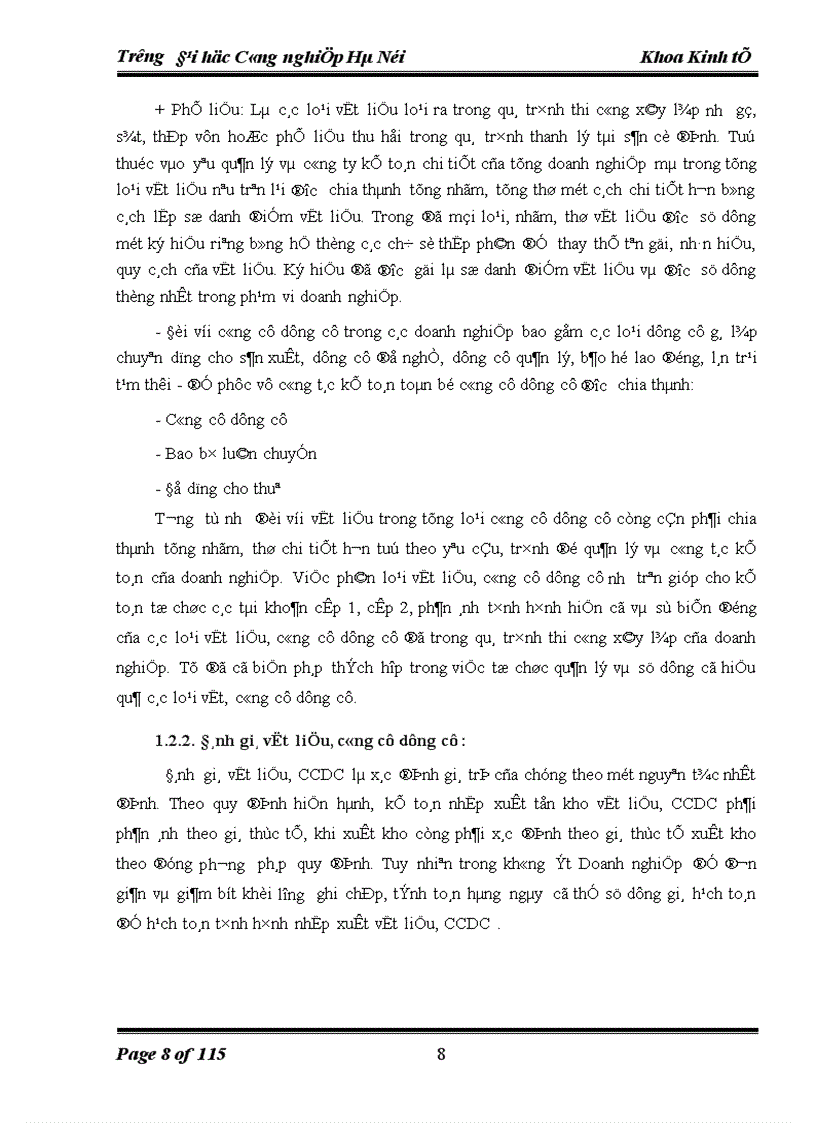 image for page Hoàn thiện công tác kế toán nguyên vật liệu và công cụ dụng cụ tại Công ty cổ phần đầu tư và xây lắp Contrexim số 8