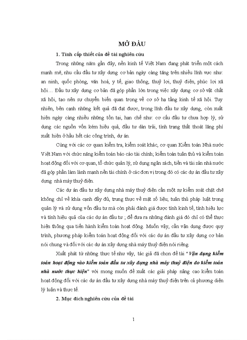 image for page Vận dụng kiểm toán hoạt động vào kiểm toán đầu tư xây dựng nhà máy thuỷ điện do kiểm toán nhà nước thực hiện