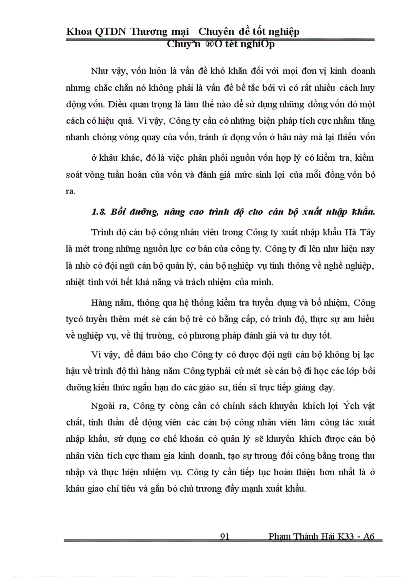 image for page Một số Biện pháp thúc đẩy hoạt động xuất khẩu ở Công ty xuất nhập khẩu Hà Tây
