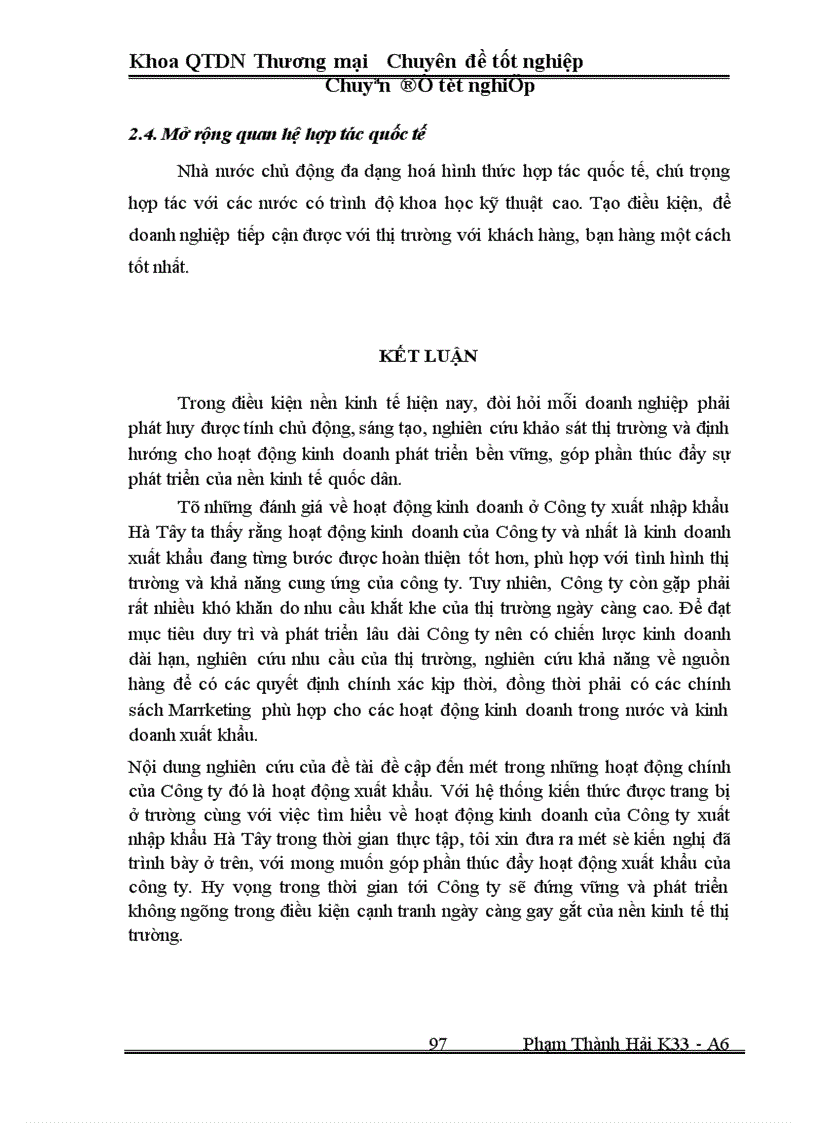 image for page Một số Biện pháp thúc đẩy hoạt động xuất khẩu ở Công ty xuất nhập khẩu Hà Tây