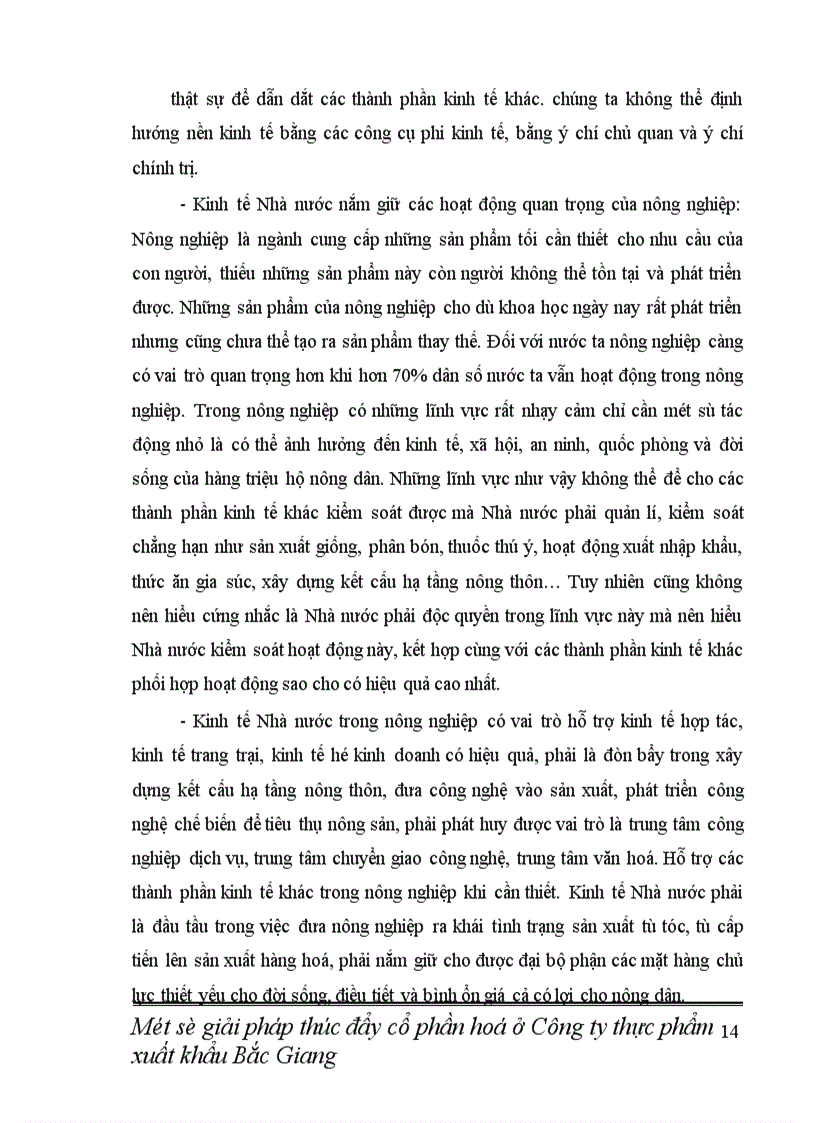 image for page Một số giải pháp thúc đẩy tiến trình cổ phần hoá ở Công ty thực phẩm xuất khẩu Bắc Giang 1