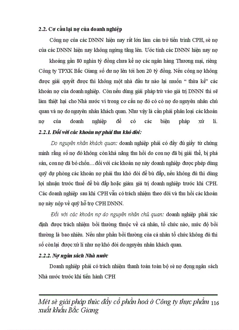 image for page Một số giải pháp thúc đẩy tiến trình cổ phần hoá ở Công ty thực phẩm xuất khẩu Bắc Giang 1