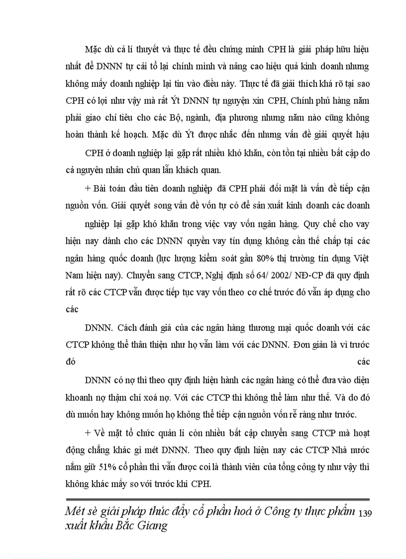 image for page Một số giải pháp thúc đẩy tiến trình cổ phần hoá ở Công ty thực phẩm xuất khẩu Bắc Giang 1